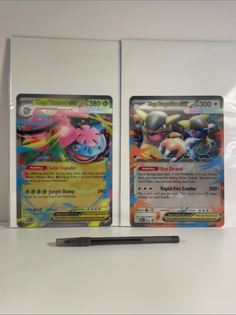 Jumbo Lenticular Pokémon EX Holo Card Lot—Mega Venusaur EX & Mega Kangaskhan EX